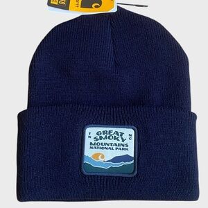 NWT Carhartt Knit Cuffed Smoky Mountain National Park Patch Beanie Navy Blue OS